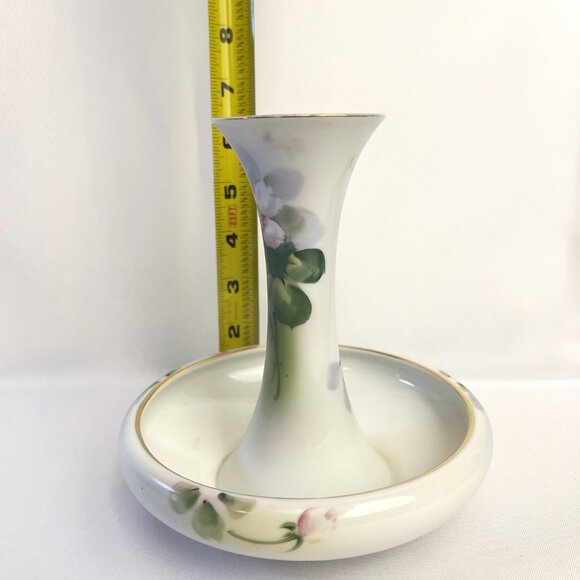 Antique Nippon Porcelain Hat Pin Holder Hand-Painted Floral & Gold Early 1900s - Picture 10 of 11